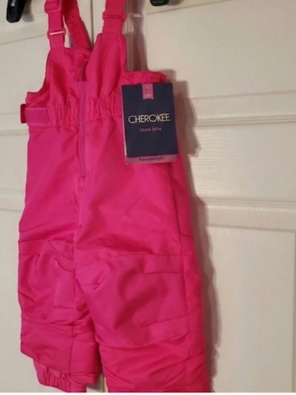 NWT Cherokee Kids Heavyweight Snow Bibs - Bright Pink - 12M